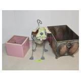 (3) Pots, Dog, Pink, Vintage Metal