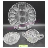 Etched Glass/Crystal Deviled Egg Plate & Dishes