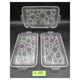 (3) Colonial Lady Circles Serving Trays