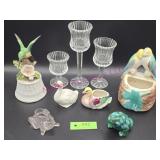 Misc Glassware, Figurines, Candle Sticks
