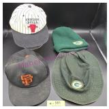 Vtg Bulls, Packers, Giants Hats