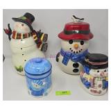 (4) Snowman Cookie Jars, 1-Pfaltzgraff