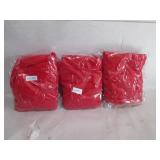 LOT OF 3 NEW RED TABLE COVERS- SIZE UNKNOWN