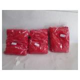 LOT OF 3 NEW RED TABLE COVERS- SIZE UNKNOWN