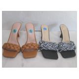 LOT 2 PAIRS WOMENS HIGH HILL SANDALS SIZE 8, 7.5