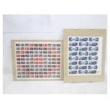UNCUT STAMP SHEETS IN GLASS FRAME
