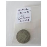 1871-95 50 CENTIMES FRENCH SILVER COIN