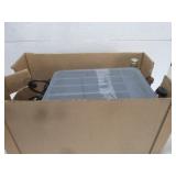 BOX OF NEW & VINTAGE ITEMS: MARBLE CHESS, BOTTLES.