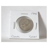 1945 CANADIAN QUARTER SILVER COIN