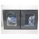 PAIR OF FRAMED AERWORK SIGNED ON THE BACK