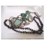 GROUP OF COSTUME JEWELERY LARGE STONE PENDANTS,