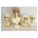 COLLECTIBLE BALL JOINTED DOLL HEADS ON BUST
