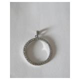 LARGE STERLING SILVER RHINE STONE PENDANT