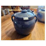 Blue Cookie Jar/ Bean Pot Crockery