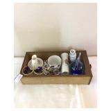 Teacup With Saucer, Glass Fish, 2 Shot Glasses