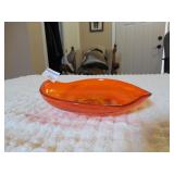 Viking Art Glass Candle Dish In Persimmon Orange