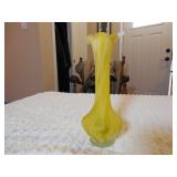 Yellow Swirl Art Glass Vase