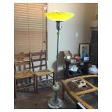 Torchiere Chrome & Agate Glass Floor Lamp Works