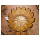 Indiana Large Amber Lotus Glass Bowl