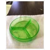 Green Glass Depression Dish