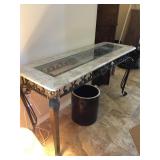 Metal Base With Stone Top Hallway Table