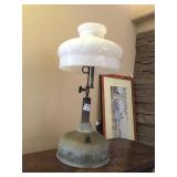 Antique Coleman Quick Lite Gas Lamp With Milk