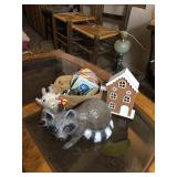 Beanie Baby, Coasters, And Ceramic Racoon