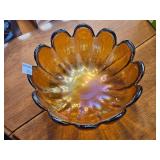 Blenko Art Glass Amber Lotus Flower 14 Pedal