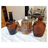 Brown Pitcher & Two Bottles