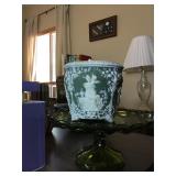 Jasperware Green Vase- 5"x5"