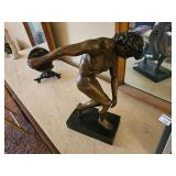 Greek Discus Thrower Bronze Statue 15"x12"