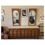 MCM Burl Wood Lowboy 9 Drawer Dresser & 2....