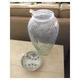 Glass Jar 13"x7", Ceramic Bowl 6" Dia.