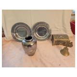 Tresure Chest Tin, Frosted Glass Heart, Bell