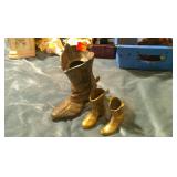 Solid Brass Cowboy Boot Figurines 9'x9', 4.5'x4'