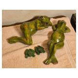 Ceramic Frog Lawn Ornaments x2