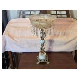 Vintage Standing Ashtray With Crystal Bowl