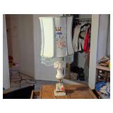 Vintage Hand Carved Alabaster Table Lamp