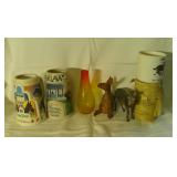 Anniversary Mugs x2, Horse Figurine, Candle, Vase