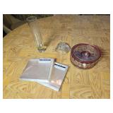 Flower Vase, Glass Bowl with Lid, Damaged