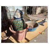 Flower Pots, Wash Baden, Windchimes, Table