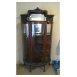 Antique Curved Glass China Cabinet