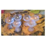 Vintage Etched Crystal Champagne Glasses x5