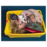 Cut Glassware, Frog Figurine, Plates