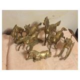 Brass Horse Statues x7