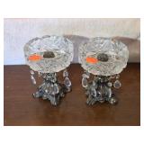 Vintage Pedestal Ashtray Cut Glass x2