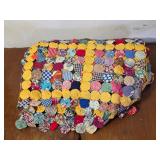 Vintage Handmade YOYO Quilt, Handstitched