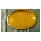 Oval Hammered Brass Serving Tray, Made In India