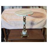 Vintage Marble & Brass Pedestal Side Table