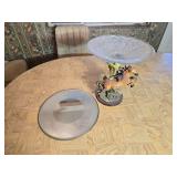 Horse Cake Stand, Mirror 14'Dia